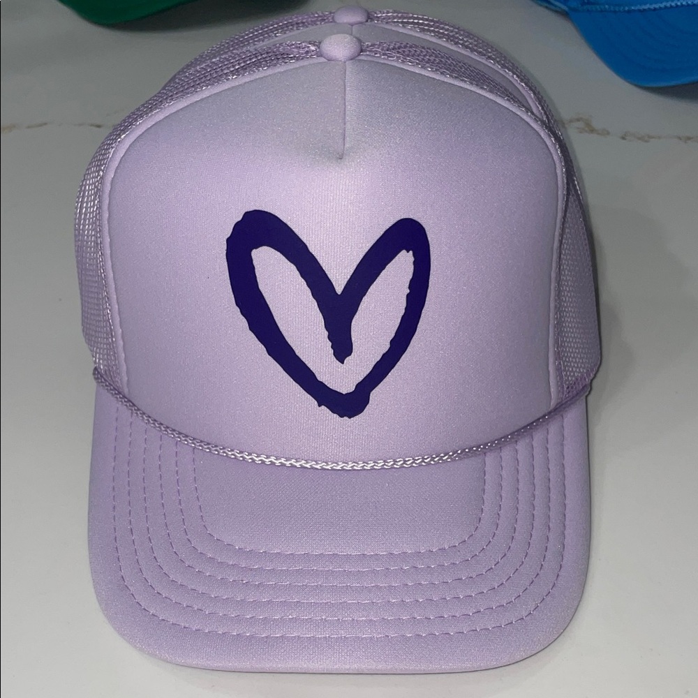 Purple Imperfect Heart Trucker Hats